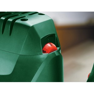 A Bosch POF 1200 AE felsőmaró közeli képe piros sebességszabályozóval.