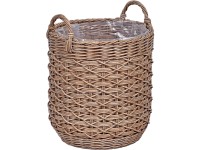 A.H.G. polirattan virágkosár kerek műanyag bélés 2 fogantyú