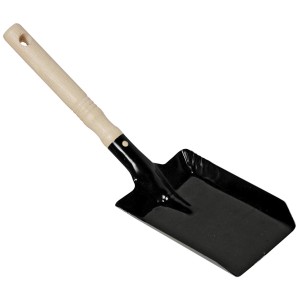 Fém szénlapát fa nyéllel grillhez és kandallóhoz.