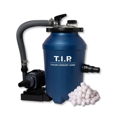Chlor Comfort 15000 medenceszűrő szűrőlabdával és beépített klóradagolóval