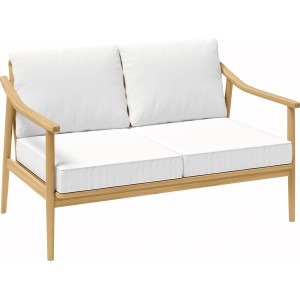 Lakewood lounge pad: 2 személyes akácfa kerti bútor fehér párnákkal.