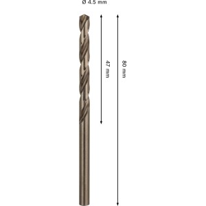 Bosch Pro Stainless Steel HSS-Co spirálfúró, Ø 4,5 mm, ideális fémmegmunkáláshoz.