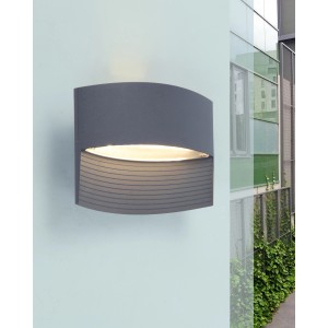 Antracit Lutec LED kültéri fali lámpa Lotus fel és le irányuló fényeffektussal.
