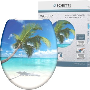 Schütte Carribean WC ülőke tengerparti mintával, lassú záródással és gyorsrögzítéssel.