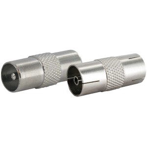 Schwaiger IEC adapter szett, ezüst színű fém antenna kábel összekötők.