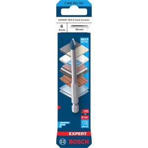 Bosch Expert Hex-9 csempefúró, 6 mm, kék-ezüst, kemény kerámiához