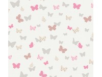 Fátyoltapéta Attractive pillangók matt enyhén strukturált fehér szürke FSC®