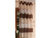 Gyűrűs sötétítő függöny, Alzira, 240 cm x 145 cm, barna, átlátszó