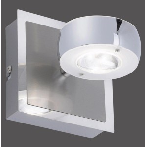 Applikációval vezérelhető Just Light Lolasmart-Opti acél LED fali lámpa, 12 x 12 cm.