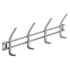 Hettich rozsdamentes acél ruhafogas 4 akasztóval, 355x115mm, csavarozható.