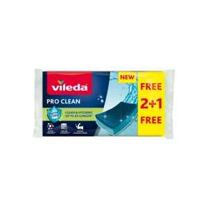 Vileda Pro Clean szivacs, 3 darabos csomag. Tisztítószivacs konyhába és háztartásba.