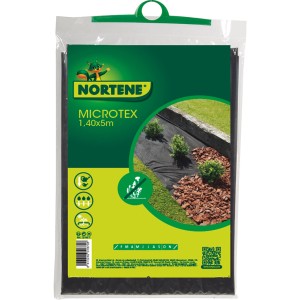 Nortene Microtex gyomszövet 1,40x5m, fekete kerti fólia csomagban.