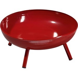 Piros OBI Medford tűzrakóhely zománcozott acélból, Ø 44 cm, tábortüzekhez a kertben.