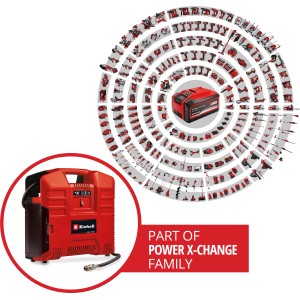 Einhell TE-AC 36/8 Li OF Solo akkus kompresszor kofferben, a Power X-Change család tagja.