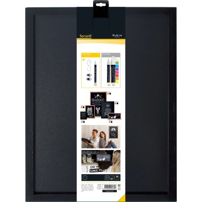 Kréta tábla 40 cm x 60 cm Securit lakkozott fekete + krétamarker