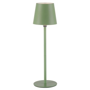 Zöld Boteria akkus LED asztali lámpa, dimmelhető, beltéri és kültéri használatra. Dekoratív lámpa palacktartozékkal.