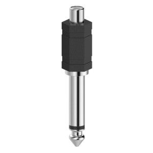 Audio adapter, t.b.t., fekete házzal és ezüst csatlakozókkal.