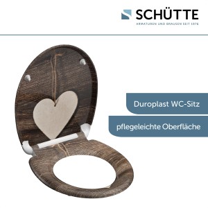 Schütte WC ülőke Wood Heart Duroplast fa hatású és szív motívummal.