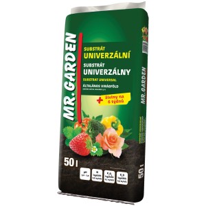 Zacskó Mr. Garden univerzális föld, 50 liter. Alkalmas kertbe és növényekhez.