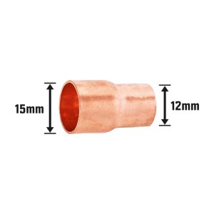 Réz forrasztó szűkítő hüvely, 15 mm x 12 mm, rézcsövekhez.