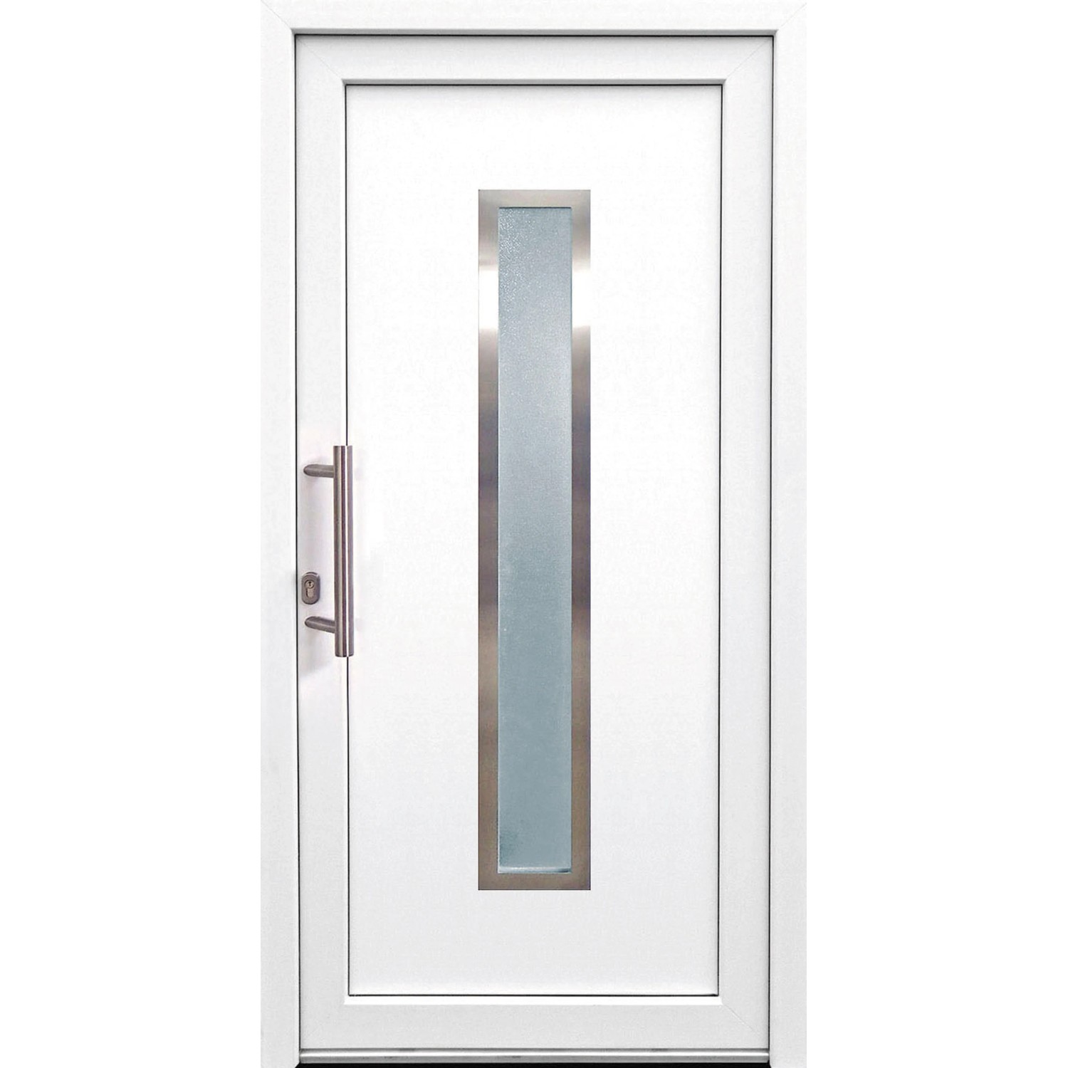 K016 műanyag bejárati ajtó 110 cm x 210 cm bal oldali ütközővel fehér