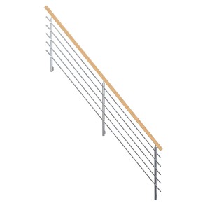 StarWood Flex rozsdamentes acél korlát tölgyfa kapaszkodóval, 400 cm, lépcsőkhöz és galériákhoz.