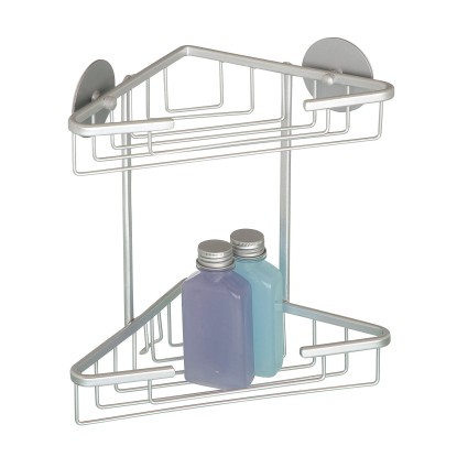 Wenko Turbo-Loc sarokpolc, alumínium, nyitott, fúrás nélkül rögzíthető