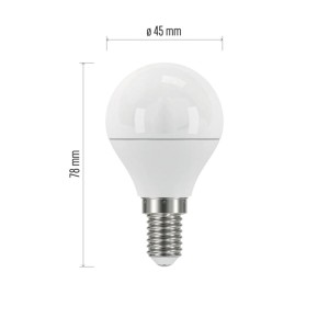 t.b.t. LED lámpa E14-es foglalattal, méretek: 45 x 78 mm.