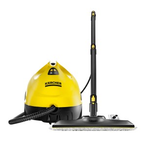 Kärcher SC 2 EasyFix gőztisztító, sárga/fekete, padlótisztító fejjel és tartozékokkal.