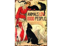 Retro - gift nagy táblakép kutya cica dekoráció 27 cm x 39 cm Retro - gift nagy táblakép kutya cica dekoráció 27 cm x 39 cm