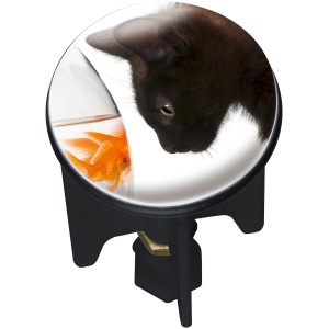 Wenko Cat lefolyódugó: Mosdókagyló dugó macska és aranyhal mintával, Ø 3,9 cm.