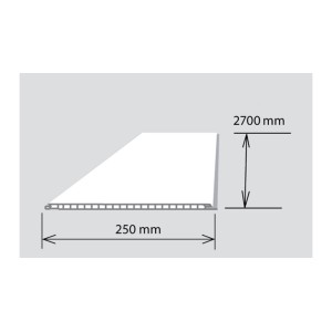 Műszaki rajz t.b.t. falburkolatról, 250 mm és 2700 mm méretekkel.