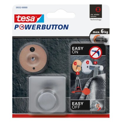 tesa Powerbutton Classic erős prémium akasztó négyzet alakú metál