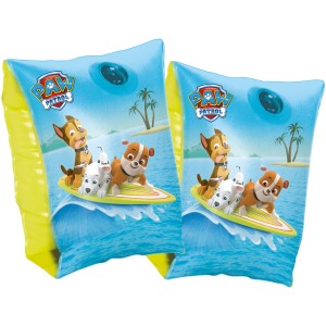 Sárga Paw Patrol úszókarika gyerekeknek, a népszerű rajzfilmfigurákkal.