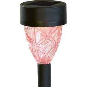 Borelli LED szolár lámpa színváltással, fekete műanyag, kerti utakhoz.