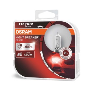 Osram Night Breaker H7 Silver 2db-os halogén izzó a jobb láthatóságért sötétben.