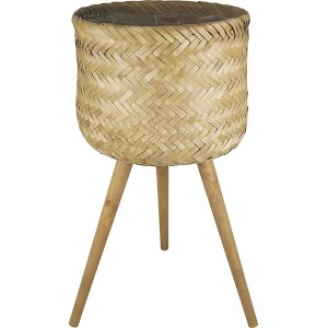 Bambusz virágcserép fa lábakkal PE zsákkal natúr 32 cm x 61 cm