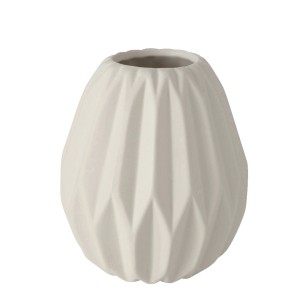 Bézs-fehér Boltze Home Tampa váza, Ø 11 cm, geometrikus mintával.