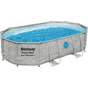 Bestway Power Steel ovális medence, 488x305x107cm, létrával és homokszűrővel.