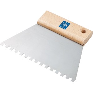 LUX Classic fogazott glettvas 180 mm C2 fa nyéllel és acél lappal csemperagasztóhoz.