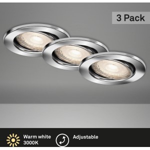 Briloner LED süllyesztett spotlámpa króm, 3 darabos készlet, állítható, meleg fehér fény beltéri használatra.