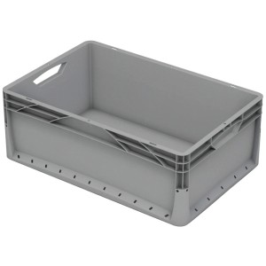 Szürke Eurobox-System doboz (40x60x22cm) tömör fallal. Tárolódoboz moduláris rendszerekhez.