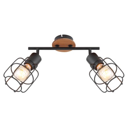 Globo Willa mennyezeti spotlámpa 2-es 30 cm fekete - barna fa