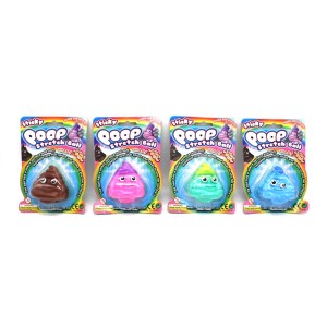 Különböző színű Sticky Qoap nyújtható labdák a kijelzőn, játékok gyerekeknek.