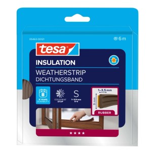 tesa® Insulation E-profil tömítőszalag, barna, 6 m, ablakok és ajtók szigeteléséhez.