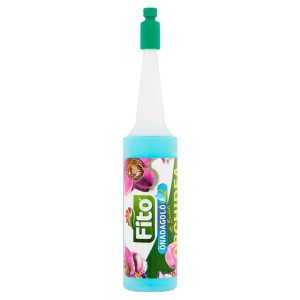 Fito orchidea folyékony műtrágya kék palackban, orchidea mintával.