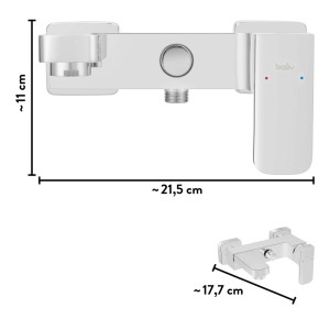 baliv WA-2530 kádcsaptelep, krómozott egykaros. Műszaki nézet méretekkel.