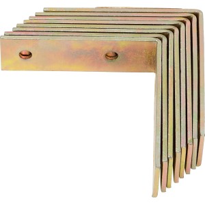 8 db sárga horganyzott széksarok, 60x60x18 mm, fa szerkezetekhez.