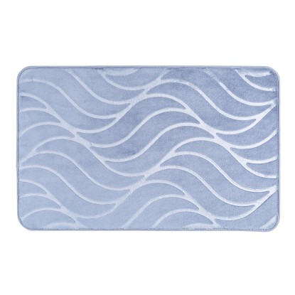 Wenko Memory Foam Tropic fürdőszobai szőnyeg 50 cm x 80 cm kék