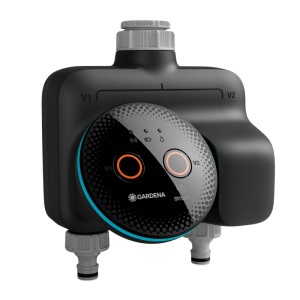 Gardena Smart Dual Water Control öntözőkomputer két kertterülethez.